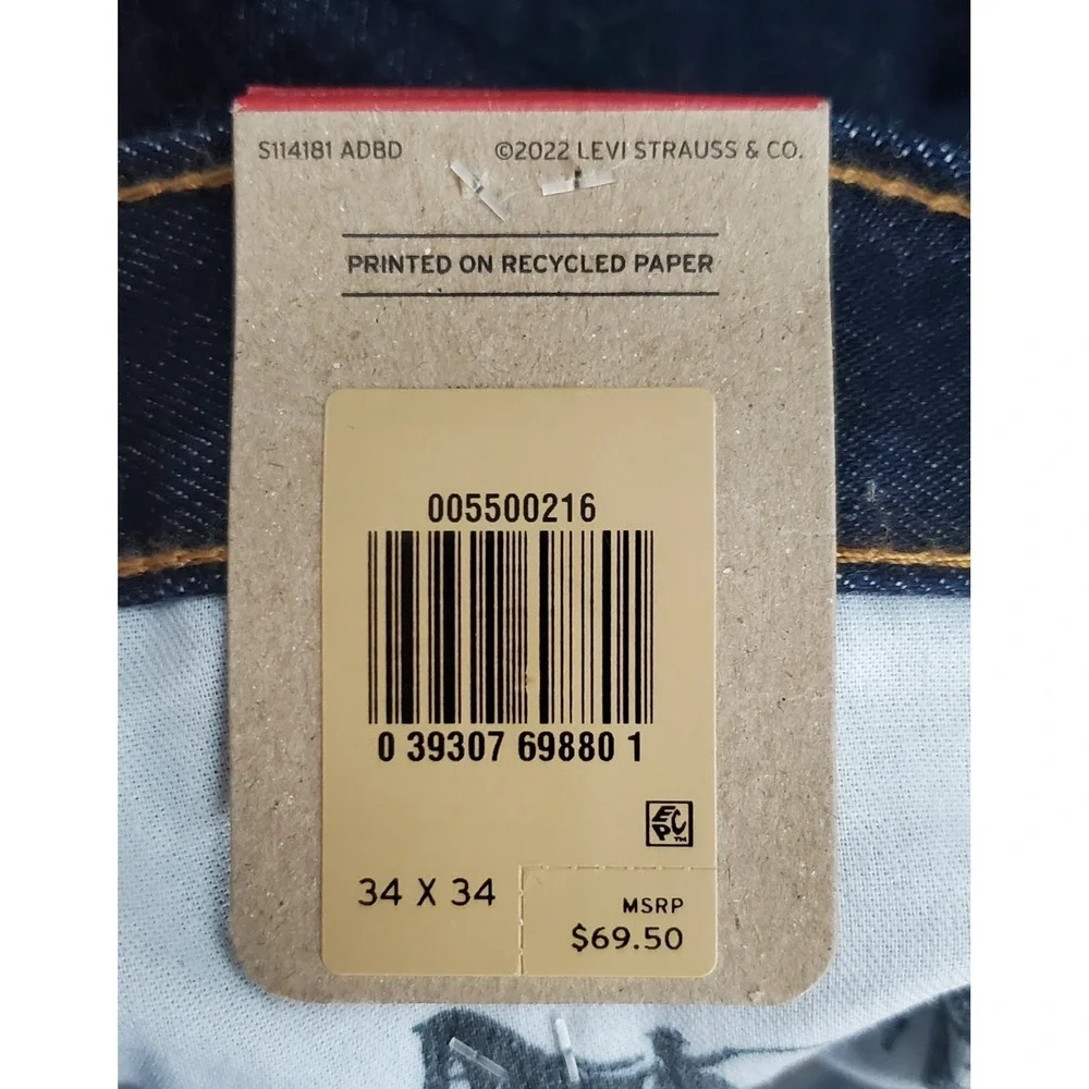 Levi's 550 Relaxed Jeans Mens 34x34 100% Cotton Dark Blue Denim Cowboy NWT
